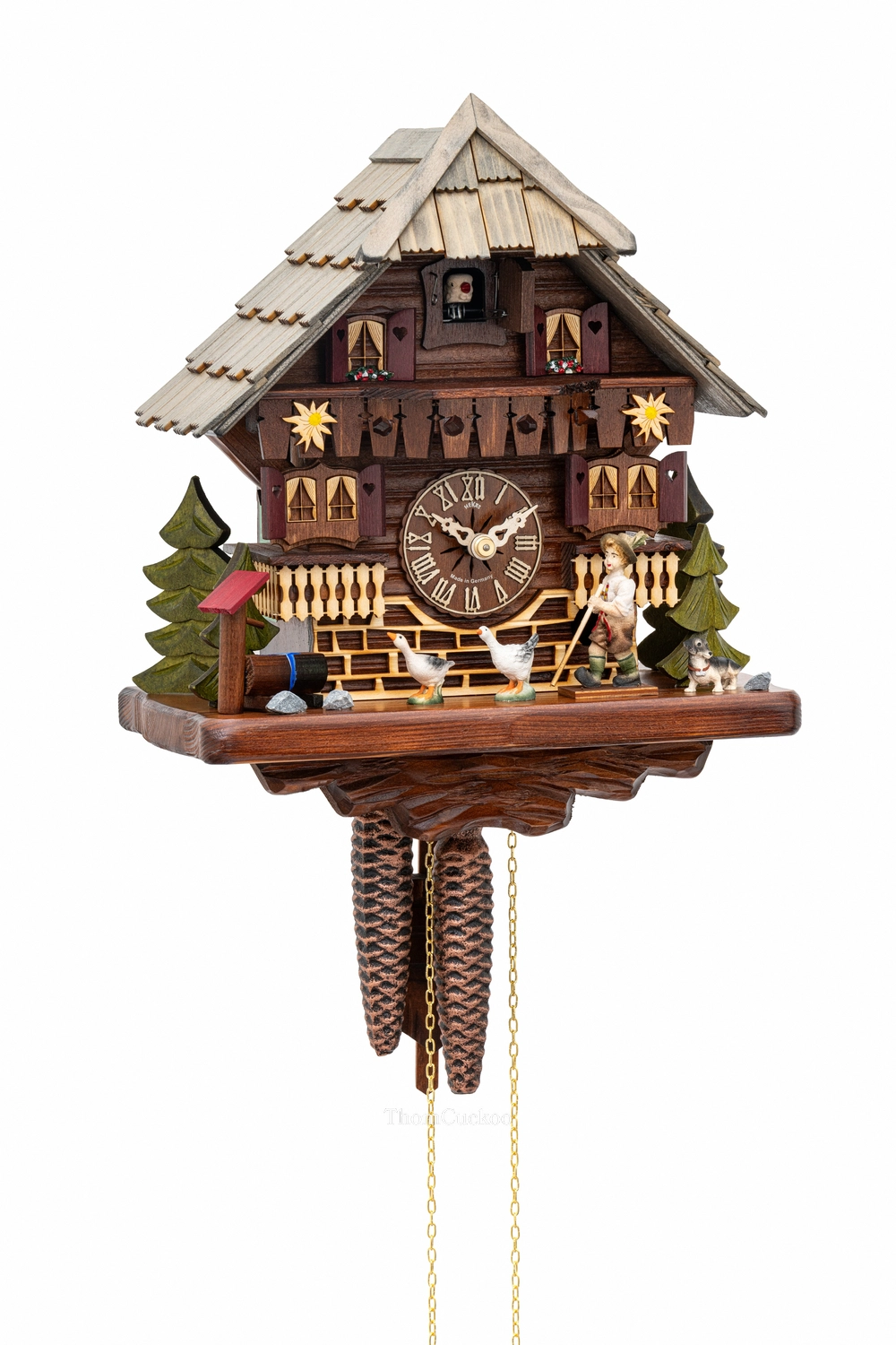 นาฬิกากุ๊กกูเยอรมัน Black Forest Germany ระบบกลไกไขลาน 1 วัน บ้านไม้สไตล์ Black Forest ธีมฟาร์มยุโรป รหัสสินค้า 0981
