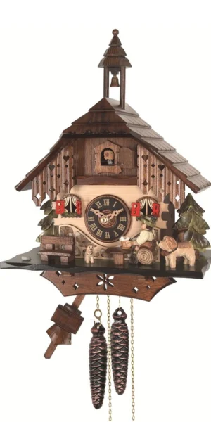 นาฬิกากุ๊กกูเยอรมัน Black Forest Germany ระบบกลไกไขลาน 1 วัน บ้านไม้สไตล์ Black Forest คนดื่มเบียร์เคลื่อนไหว รหัสสินค้า 0896