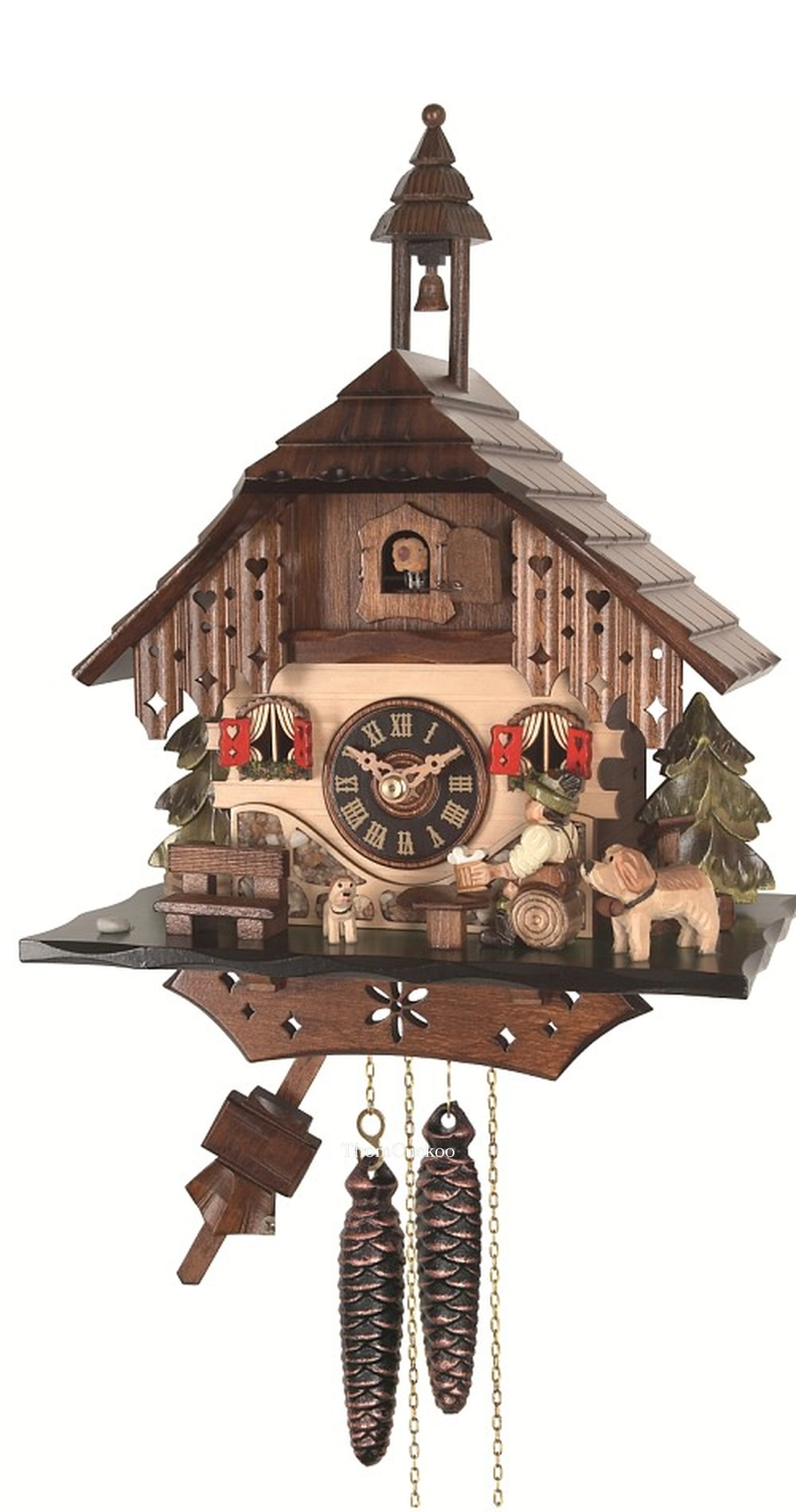 นาฬิกากุ๊กกูเยอรมัน Black Forest Germany ระบบกลไกไขลาน 1 วัน บ้านไม้สไตล์ Black Forest คนดื่มเบียร์เคลื่อนไหว รหัสสินค้า 0896