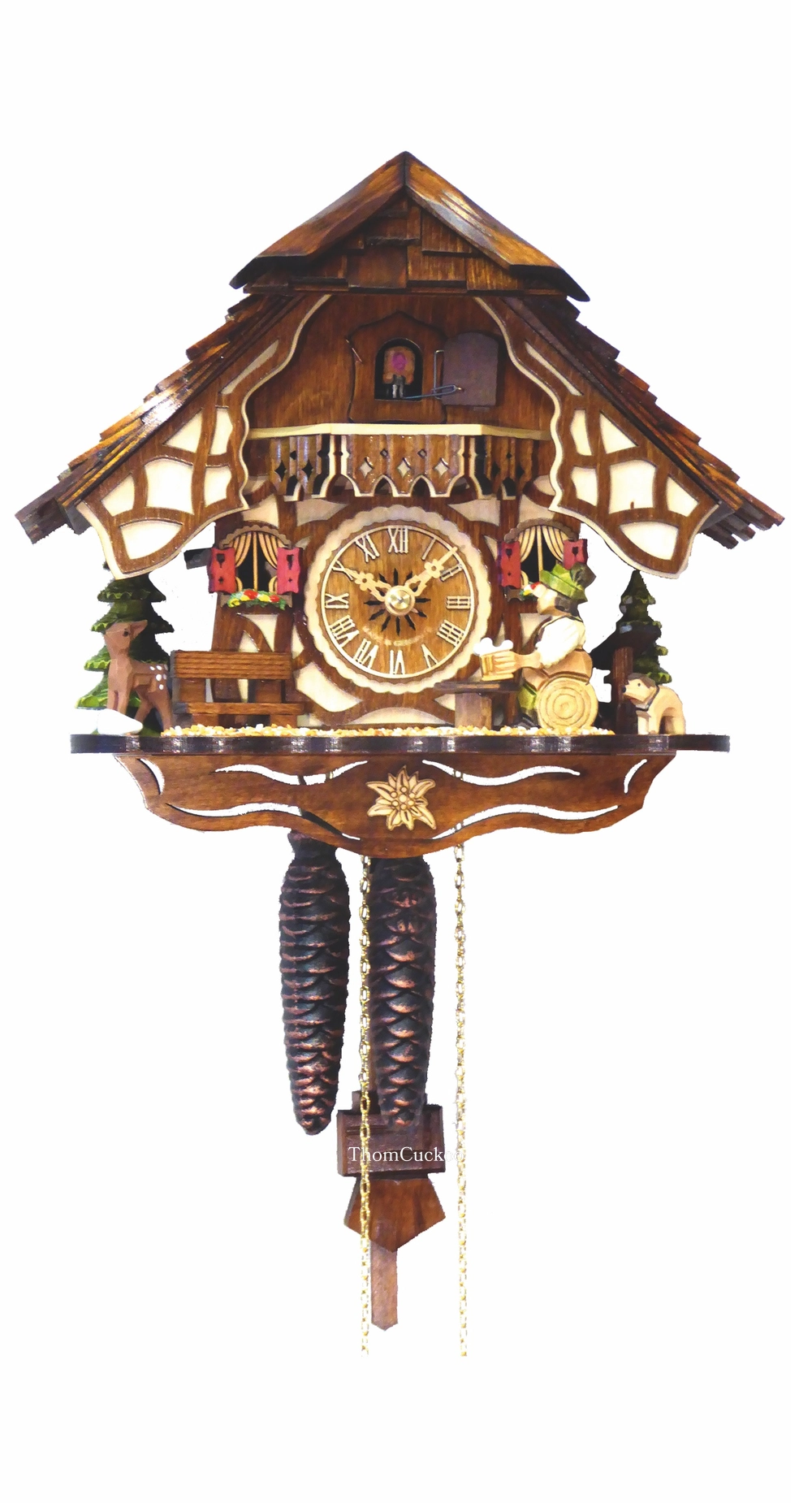 นาฬิกากุ๊กกูเยอรมัน Black Forest Germany ระบบกลไกไขลาน 1 วัน บ้านไม้สไตล์ Black Forest คนดื่มเบียร์เคลื่อนไหว รหัสสินค้า 0909