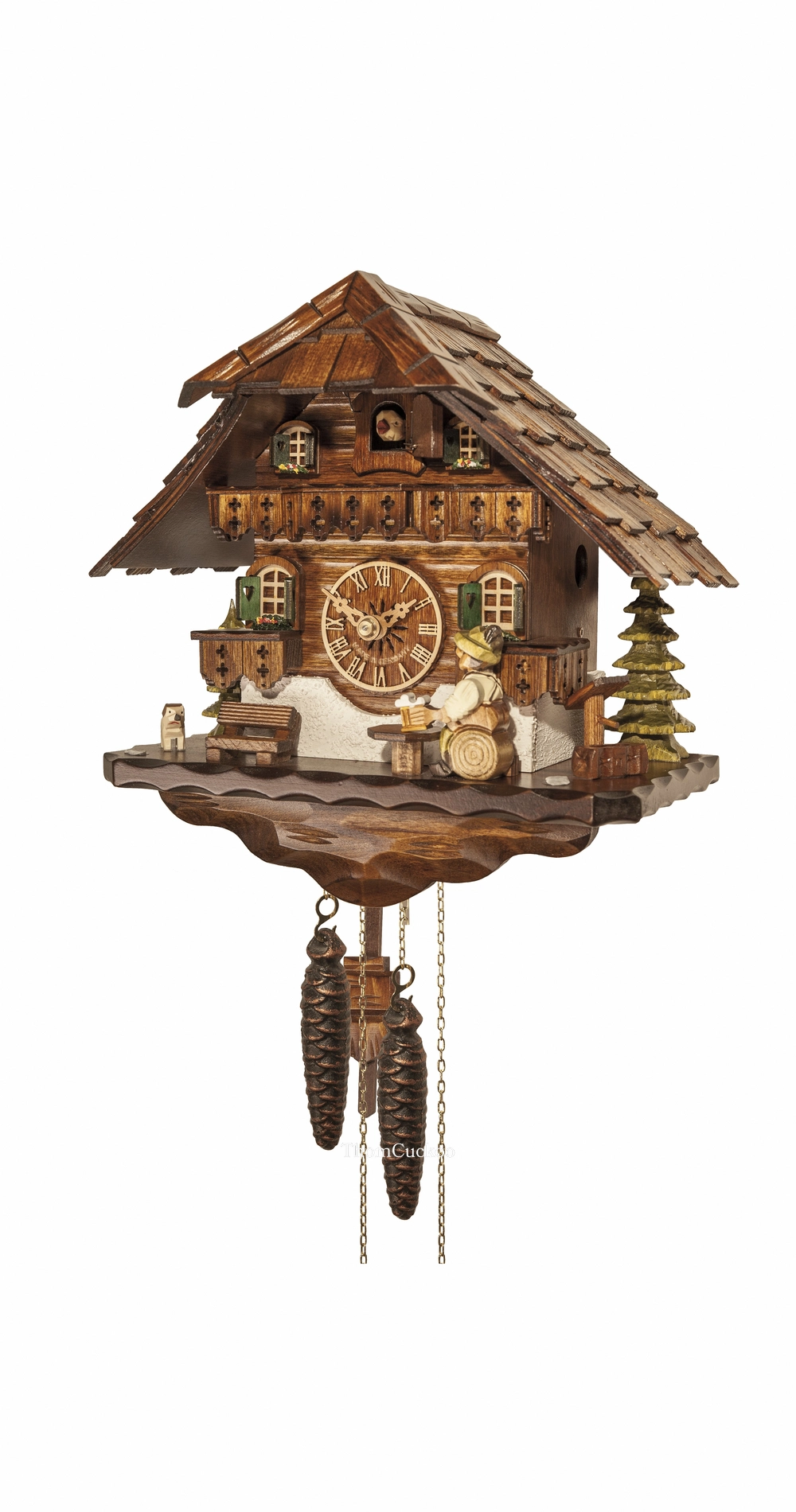 นาฬิกากุ๊กกูเยอรมัน Black Forest Germany ระบบกลไกไขลาน 1 วัน บ้านไม้สไตล์ Black Forest คนดื่มเบียร์เคลื่อนไหว รหัสสินค้า 0923