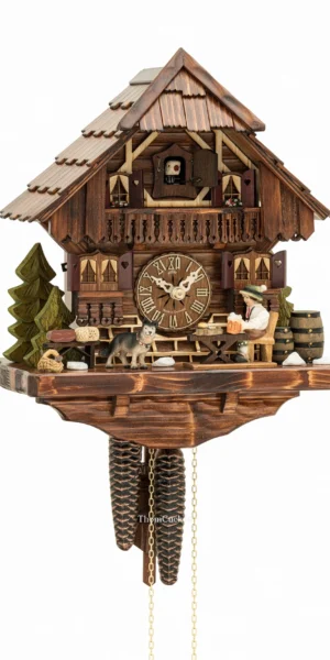 นาฬิกากุ๊กกูเยอรมัน Black Forest Germany ระบบกลไกไขลาน 1 วัน บ้านไม้สไตล์ Black Forest คนดื่มเบียร์เคลื่อนไหว รหัสสินค้า 0951