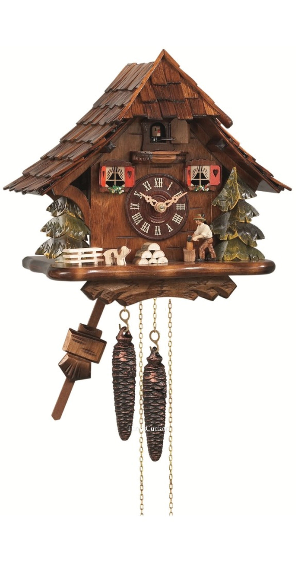 นาฬิกากุ๊กกูเยอรมัน Black Forest Germany ระบบกลไกไขลาน 1 วัน บ้านไม้สไตล์ Black Forest คนตัดไม้เคลื่อนไหว รหัสสินค้า 0926