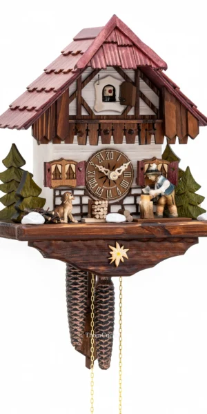 นาฬิกากุ๊กกูเยอรมัน Black Forest Germany ระบบกลไกไขลาน 1 วัน บ้านไม้สไตล์ Black Forest คนตัดไม้เคลื่อนไหว รหัสสินค้า 0976