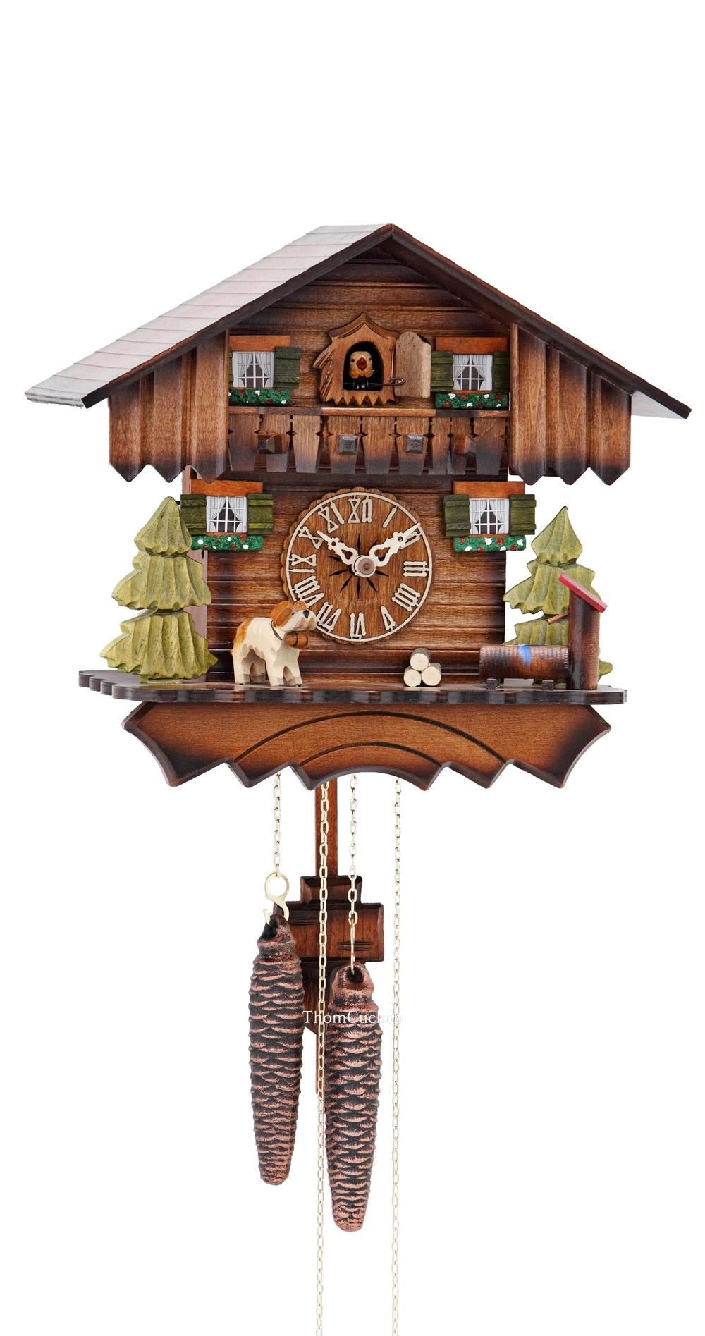 นาฬิกากุ๊กกูเยอรมัน Black Forest Germany ระบบกลไกไขลาน 1 วัน บ้านไม้สไตล์ Black Forest รหัสสินค้า 0848