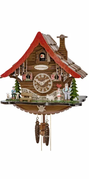 นาฬิกากุ๊กกูเยอรมัน Black Forest Germany ระบบกลไกไขลาน 1 วัน บ้านไม้สไตล์ Black Forest รหัสสินค้า 0895