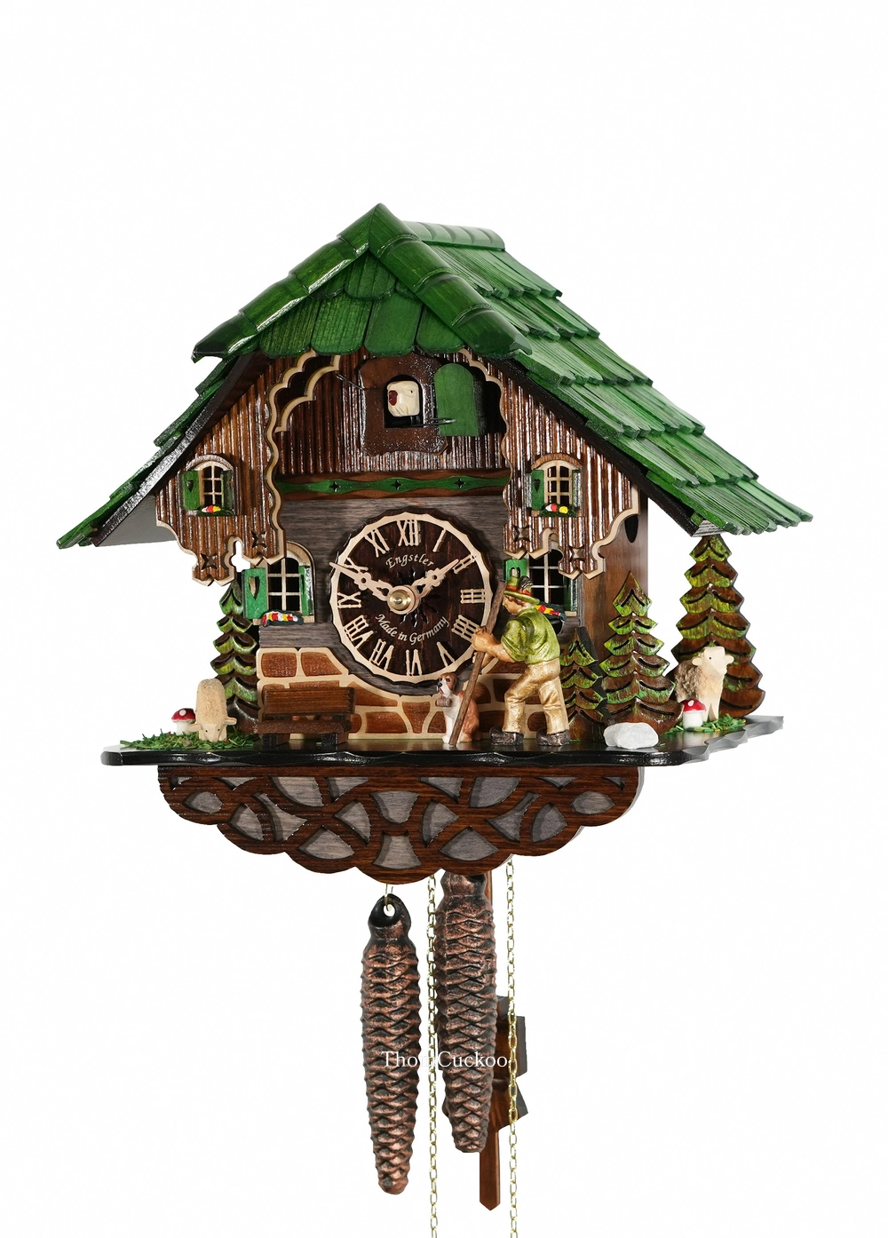 นาฬิกากุ๊กกูเยอรมัน Black Forest Germany ระบบกลไกไขลาน 1 วัน บ้านไม้สไตล์ Black Forest รหัสสินค้า 0935