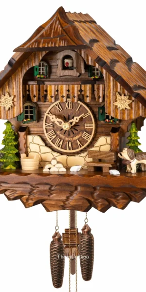 นาฬิกากุ๊กกูเยอรมัน Black Forest Germany ระบบกลไกไขลาน 1 วัน บ้านไม้สไตล์ Black Forest รหัสสินค้า 0937