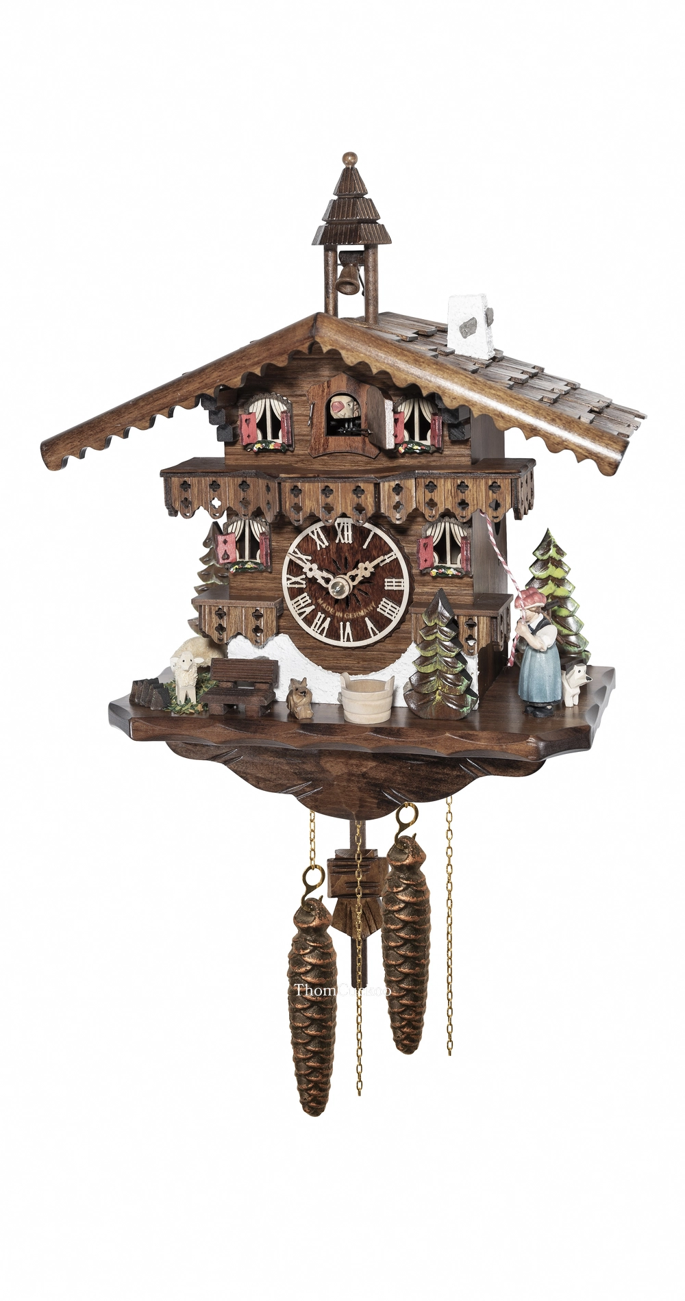 นาฬิกากุ๊กกูเยอรมัน Black Forest Germany ระบบกลไกไขลาน 1 วัน บ้านไม้สไตล์ Black Forest รหัสสินค้า 0954