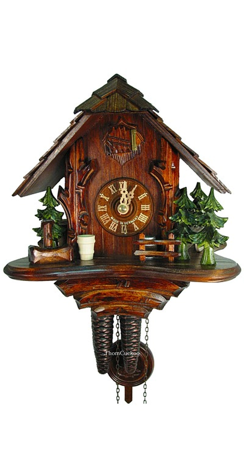 นาฬิกากุ๊กกูเยอรมัน Black Forest Germany ระบบกลไกไขลาน 1 วัน บ้านพักนายพราน รหัสสินค้า 1004