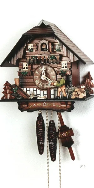 นาฬิกากุ๊กกูเยอรมัน Black Forest Germany ระบบกลไกไขลาน 1 วัน บ้านคนตัดไม้ คนตัดไม้เคลื่อนไหว รหัสสินค้า 0987