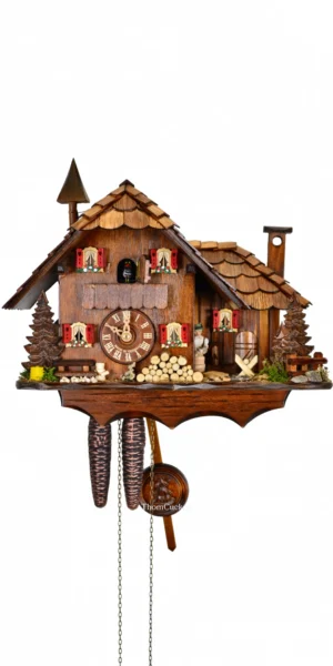 นาฬิกากุ๊กกูเยอรมัน Black Forest Germany ระบบกลไกไขลาน 1 วัน บ้านกังหันน้ำลักซ์ชัวรีขนาดกะทัดรัด รหัสสินค้า 1014