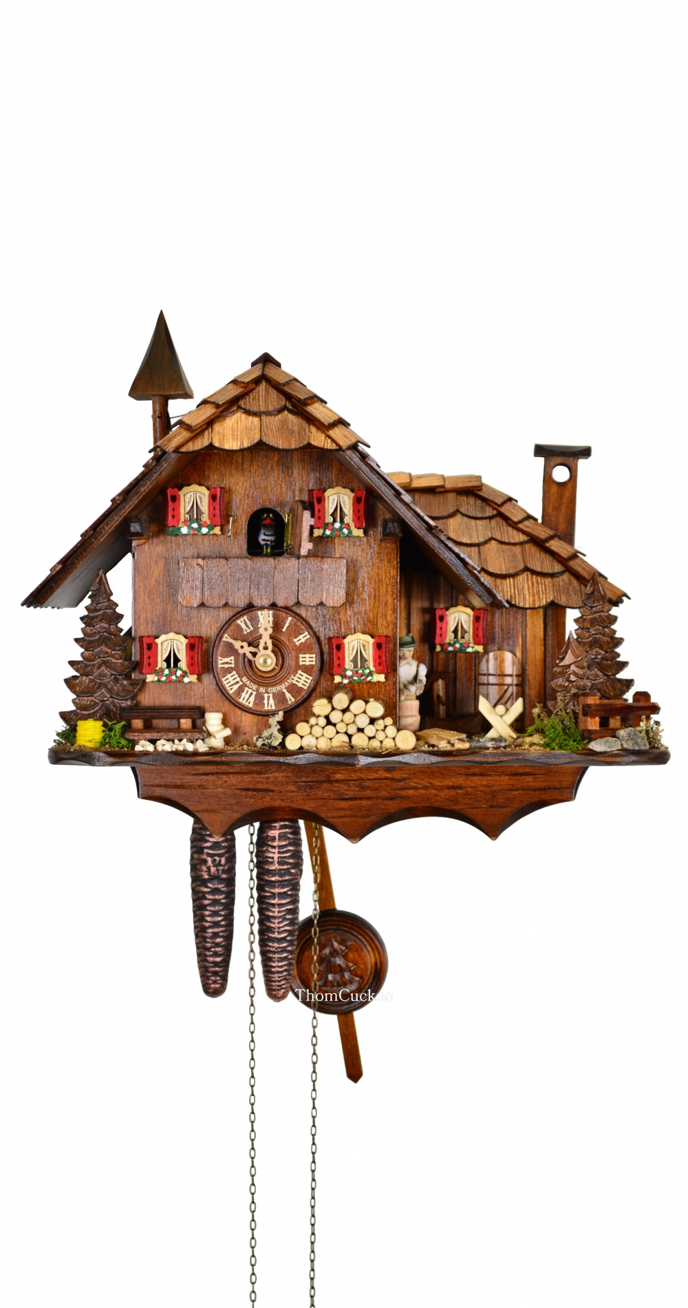 นาฬิกากุ๊กกูเยอรมัน Black Forest Germany ระบบกลไกไขลาน 1 วัน บ้านกังหันน้ำลักซ์ชัวรีขนาดกะทัดรัด รหัสสินค้า 1014