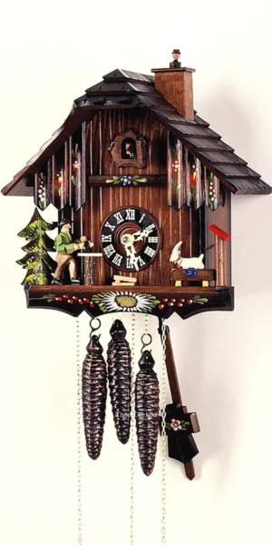 นาฬิกากุ๊กกูเยอรมัน Black Forest Germany ระบบกลไกไขลาน 1 วัน พร้อมเสียงดนตรี บ้านไม้สไตล์ Black Forest ปล่องไฟสไตล์ยุโรป ธีมฟาร์มยุโรป รหัสสินค้า 0752