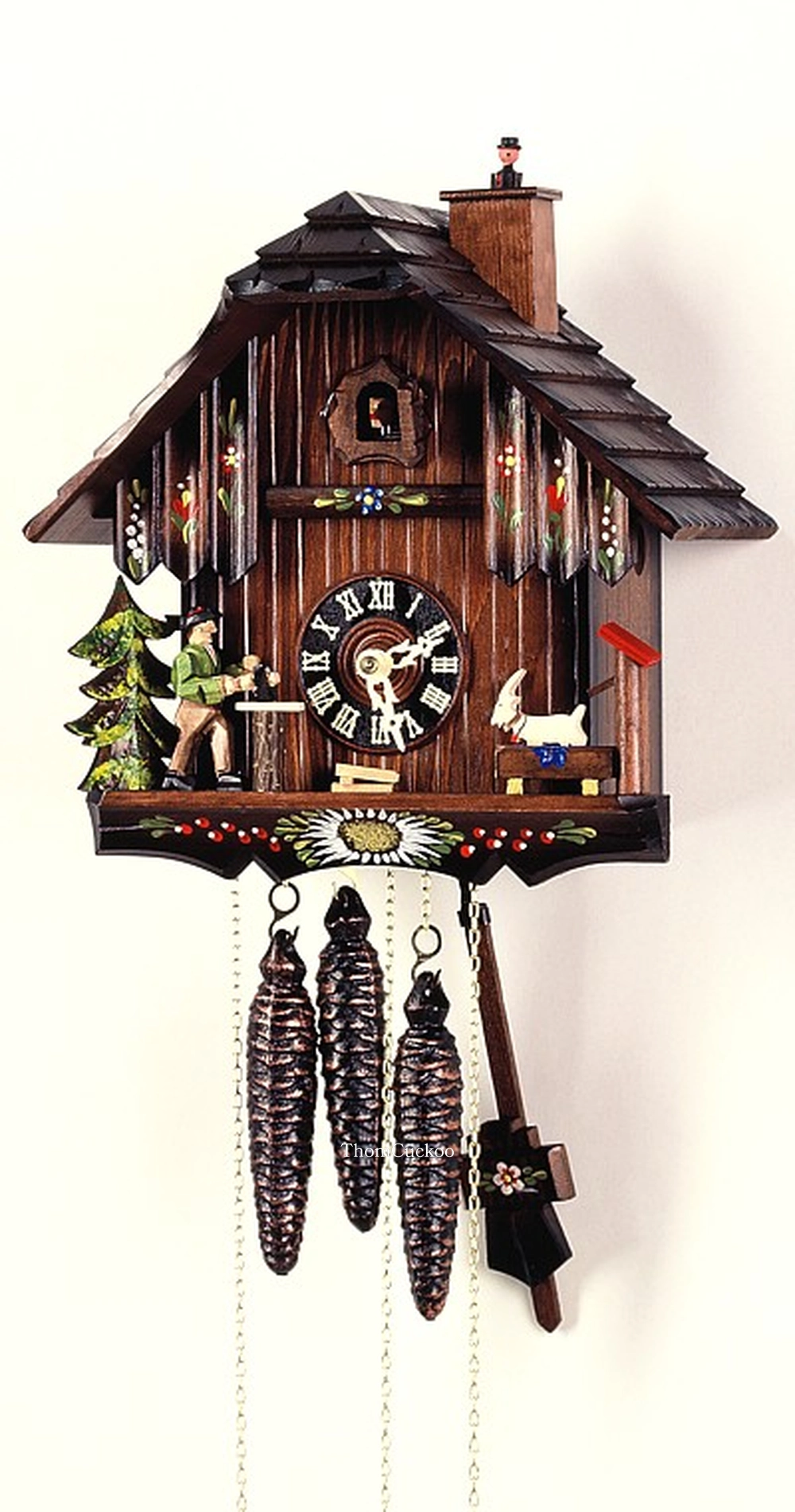 นาฬิกากุ๊กกูเยอรมัน Black Forest Germany ระบบกลไกไขลาน 1 วัน พร้อมเสียงดนตรี บ้านไม้สไตล์ Black Forest ปล่องไฟสไตล์ยุโรป ธีมฟาร์มยุโรป รหัสสินค้า 0752