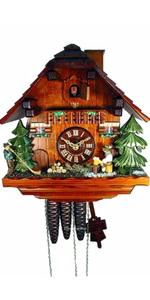 นาฬิกากุ๊กกูเยอรมัน Black Forest Germany ระบบกลไกไขลาน 1 วัน พร้อมเสียงดนตรี ดีไซน์คลาสสิก คนดื่มเบียร์เคลื่อนไหว นักเป่าแตร Alphorn รหัสสินค้า 0771