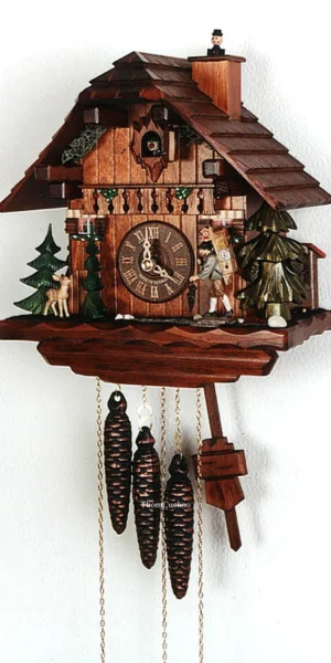 นาฬิกากุ๊กกูเยอรมัน Black Forest Germany ระบบกลไกไขลาน 1 วัน พร้อมเสียงดนตรี ดีไซน์คลาสสิก ช่างนาฬิกาเคลื่อนไหว กวางและสัตว์ป่า รหัสสินค้า 0772