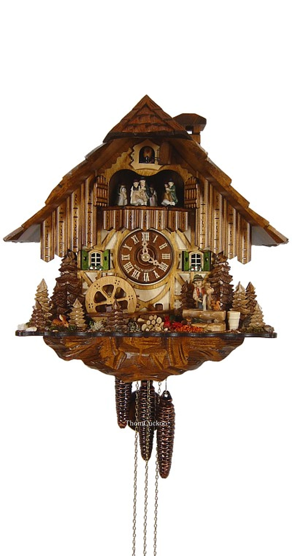 นาฬิกากุ๊กกูเยอรมัน Black Forest Germany ระบบกลไกไขลาน 1 วัน พร้อมเสียงดนตรี ดีไซน์คลาสสิก กังหันน้ำหมุนได้ บ่อน้ำสไตล์ยุโรป รหัสสินค้า 0834