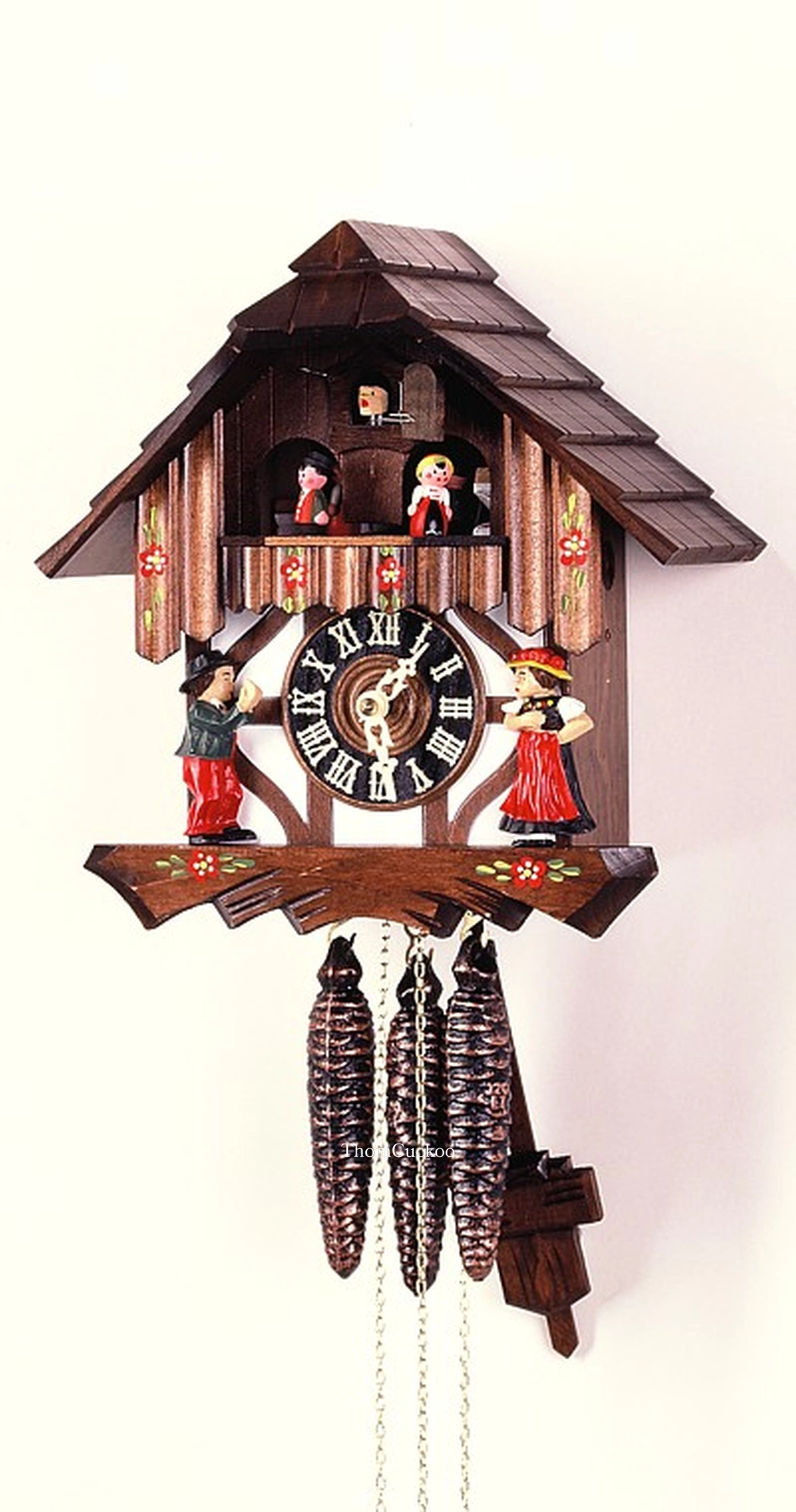 นาฬิกากุ๊กกูเยอรมัน Black Forest Germany ระบบกลไกไขลาน 1 วัน พร้อมเสียงดนตรี บ้านโครงไม้ยุโรป รหัสสินค้า 0757