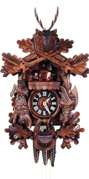 นาฬิกากุ๊กกูเยอรมัน Black Forest Germany ระบบกลไกไขลาน 1 วัน พร้อมเสียงดนตรี ธีมล่าสัตว์ สัตว์ป่า รหัสสินค้า 0778