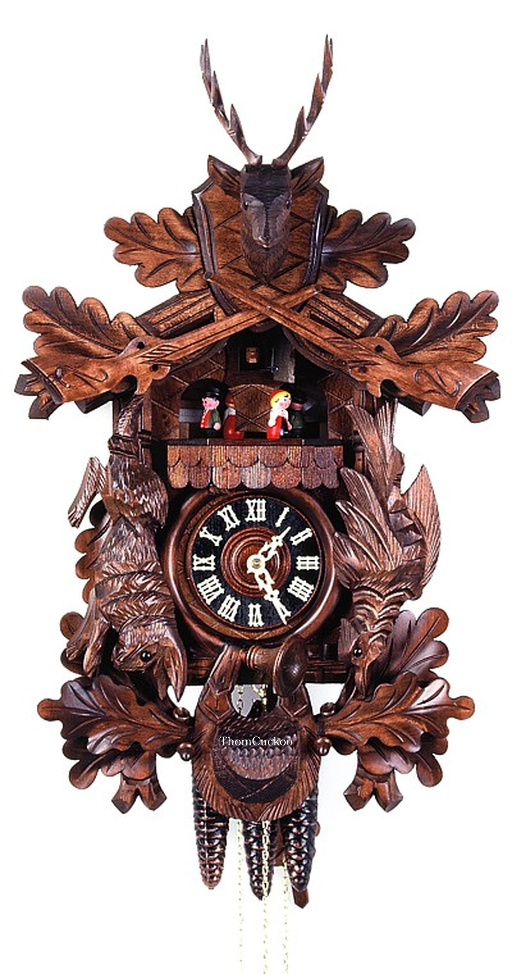 นาฬิกากุ๊กกูเยอรมัน Black Forest Germany ระบบกลไกไขลาน 1 วัน พร้อมเสียงดนตรี ธีมล่าสัตว์ สัตว์ป่า รหัสสินค้า 0778