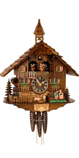 นาฬิกากุ๊กกูเยอรมัน Black Forest Germany ระบบกลไกไขลาน 1 วัน พร้อมเสียงดนตรี ธีมคู่รักโรแมนติก กังหันน้ำหมุนได้ รหัสสินค้า 0840