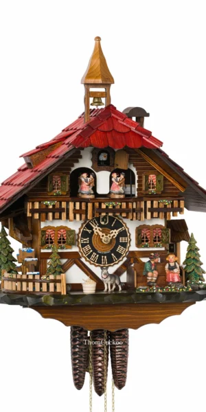 นาฬิกากุ๊กกูเยอรมัน Black Forest Germany ระบบกลไกไขลาน 1 วัน พร้อมเสียงดนตรี ธีมคู่รักโรแมนติก กังหันน้ำหมุนได้ รหัสสินค้า 0841