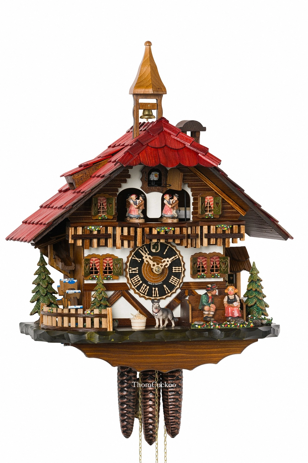 นาฬิกากุ๊กกูเยอรมัน Black Forest Germany ระบบกลไกไขลาน 1 วัน พร้อมเสียงดนตรี ธีมคู่รักโรแมนติก กังหันน้ำหมุนได้ รหัสสินค้า 0841