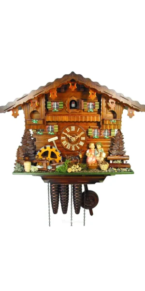 นาฬิกากุ๊กกูเยอรมัน Black Forest Germany ระบบกลไกไขลาน 1 วัน พร้อมเสียงดนตรี ธีมคู่รักโรแมนติก รหัสสินค้า 0823
