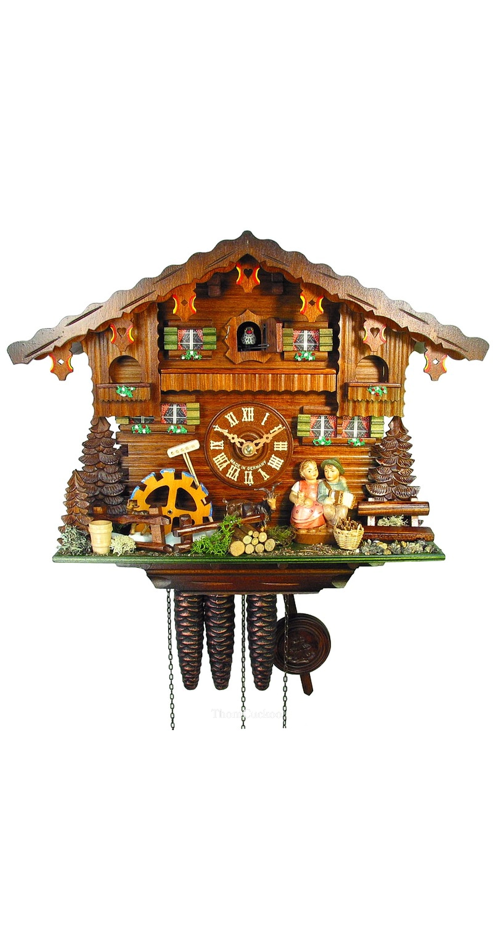 นาฬิกากุ๊กกูเยอรมัน Black Forest Germany ระบบกลไกไขลาน 1 วัน พร้อมเสียงดนตรี ธีมคู่รักโรแมนติก รหัสสินค้า 0823