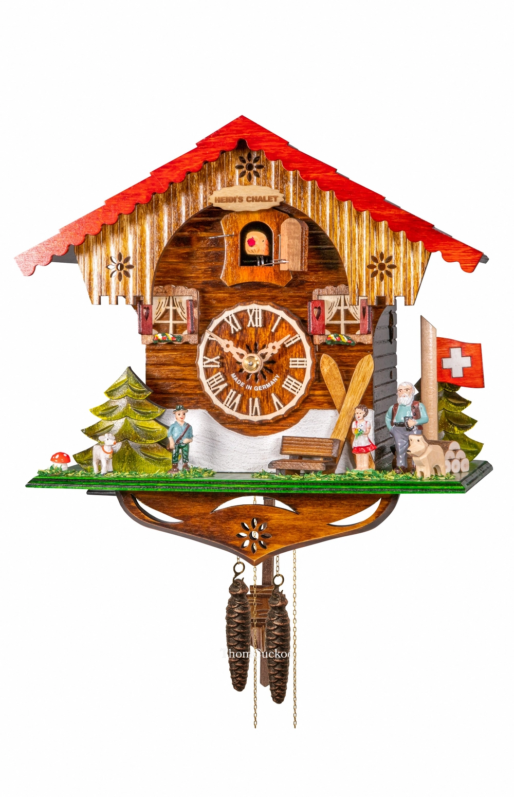 นาฬิกากุ๊กกูเยอรมัน Black Forest Germany ระบบกลไกไขลาน 1 วัน บ้าน Swiss Chalet รหัสสินค้า 0878