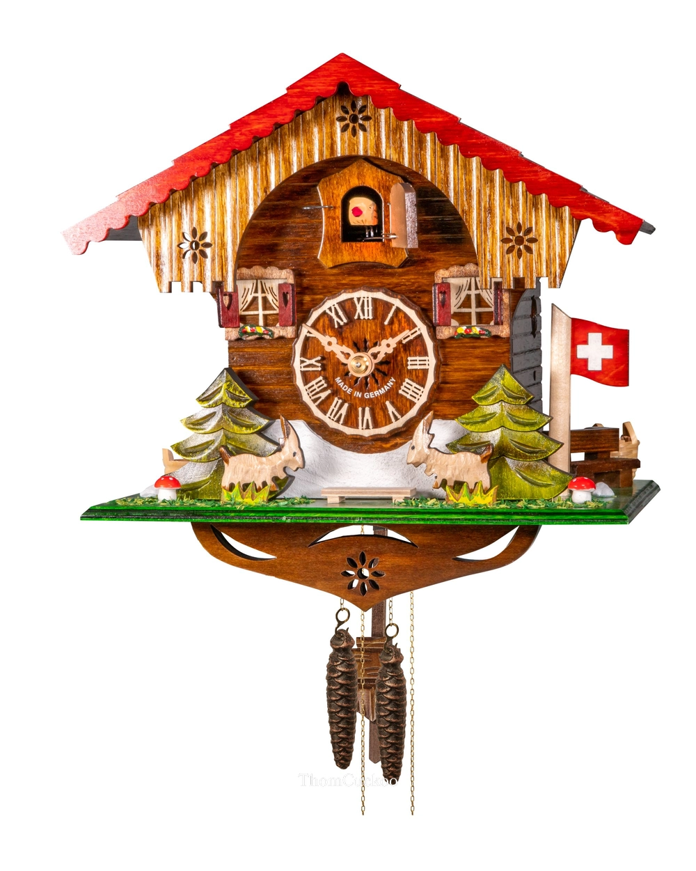 นาฬิกากุ๊กกูเยอรมัน Black Forest Germany ระบบกลไกไขลาน 1 วัน บ้าน Swiss Chalet รหัสสินค้า 0891