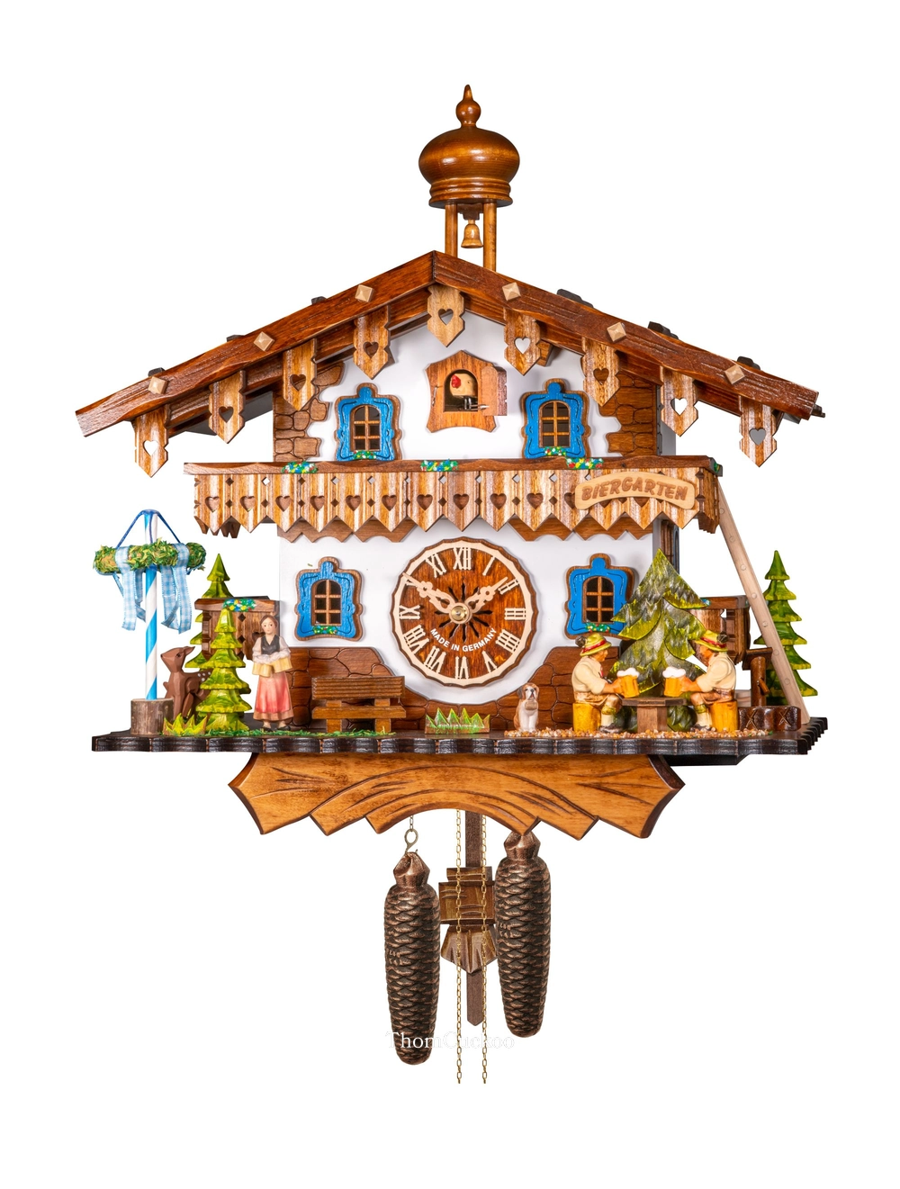 นาฬิกากุ๊กกูเยอรมัน Black Forest Germany ระบบกลไกไขลาน 8 วัน บ้านไม้สไตล์ Black Forest คนดื่มเบียร์คู่เคลื่อนไหว รหัสสินค้า 0532