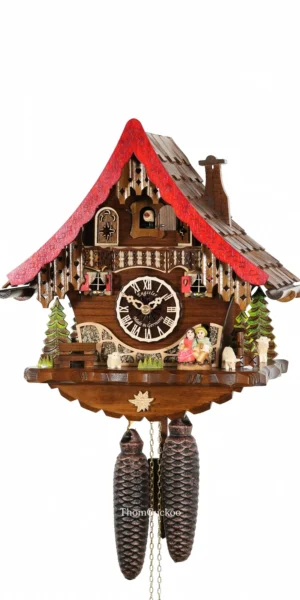 นาฬิกากุ๊กกูเยอรมัน Black Forest Germany ระบบกลไกไขลาน 8 วัน บ้านไม้สไตล์ Black Forest คนตัดไม้เคลื่อนไหว รหัสสินค้า 0493