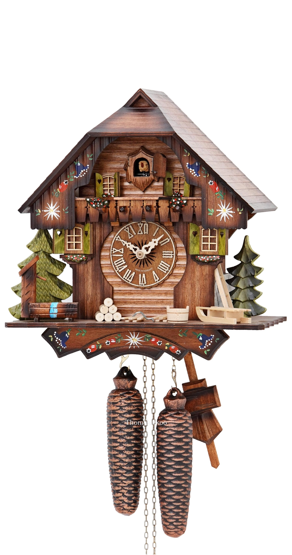 นาฬิกากุ๊กกูเยอรมัน Black Forest Germany ระบบกลไกไขลาน 8 วัน บ้านไม้สไตล์ Black Forest รหัสสินค้า 0429