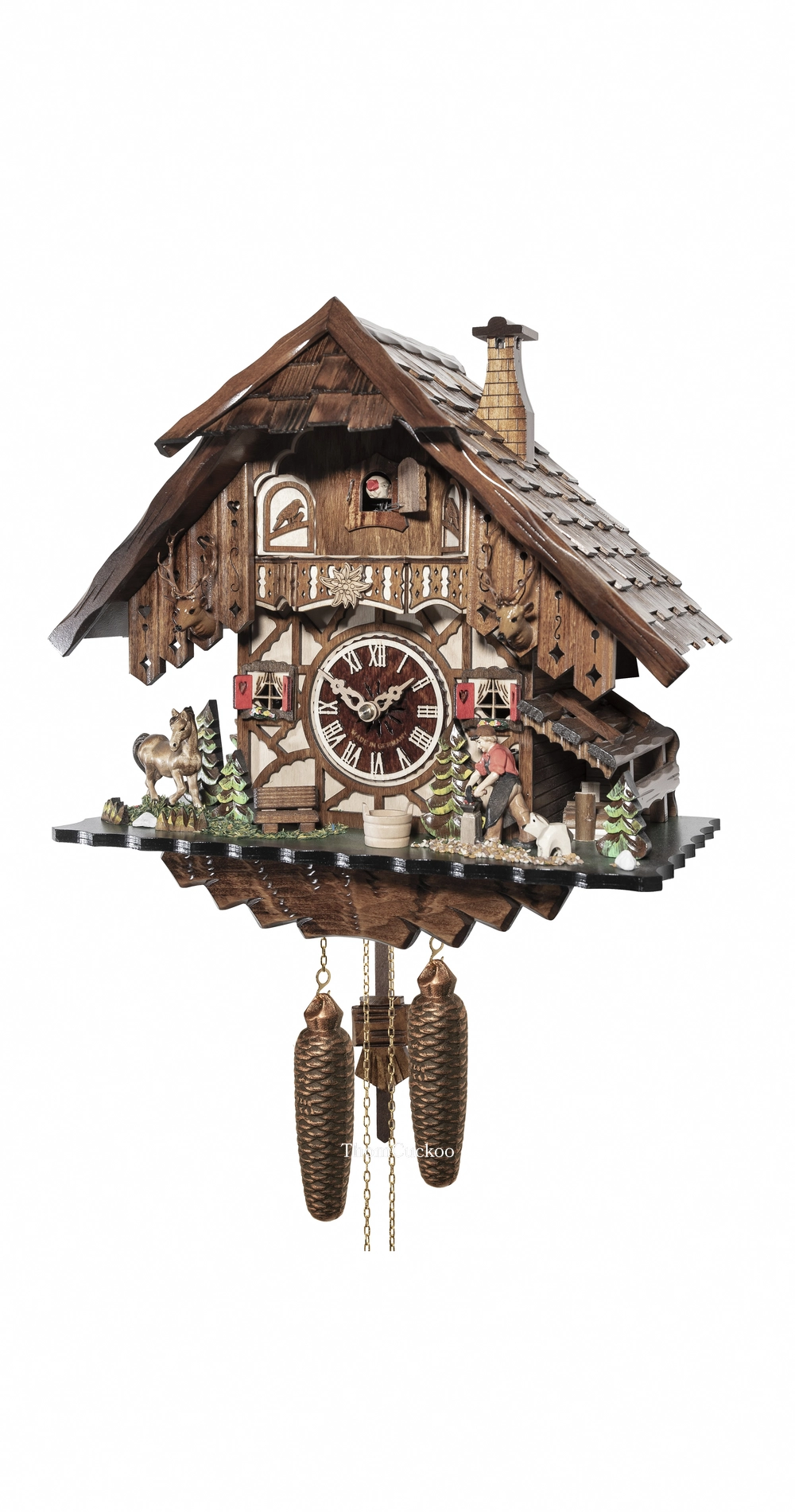 นาฬิกากุ๊กกูเยอรมัน Black Forest Germany ระบบกลไกไขลาน 8 วัน บ้านไม้สไตล์ Black Forest รหัสสินค้า 0488