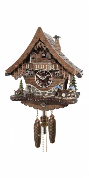 นาฬิกากุ๊กกูเยอรมัน Black Forest Germany ระบบกลไกไขลาน 8 วัน บ้านไม้สไตล์ Black Forest รหัสสินค้า 0496