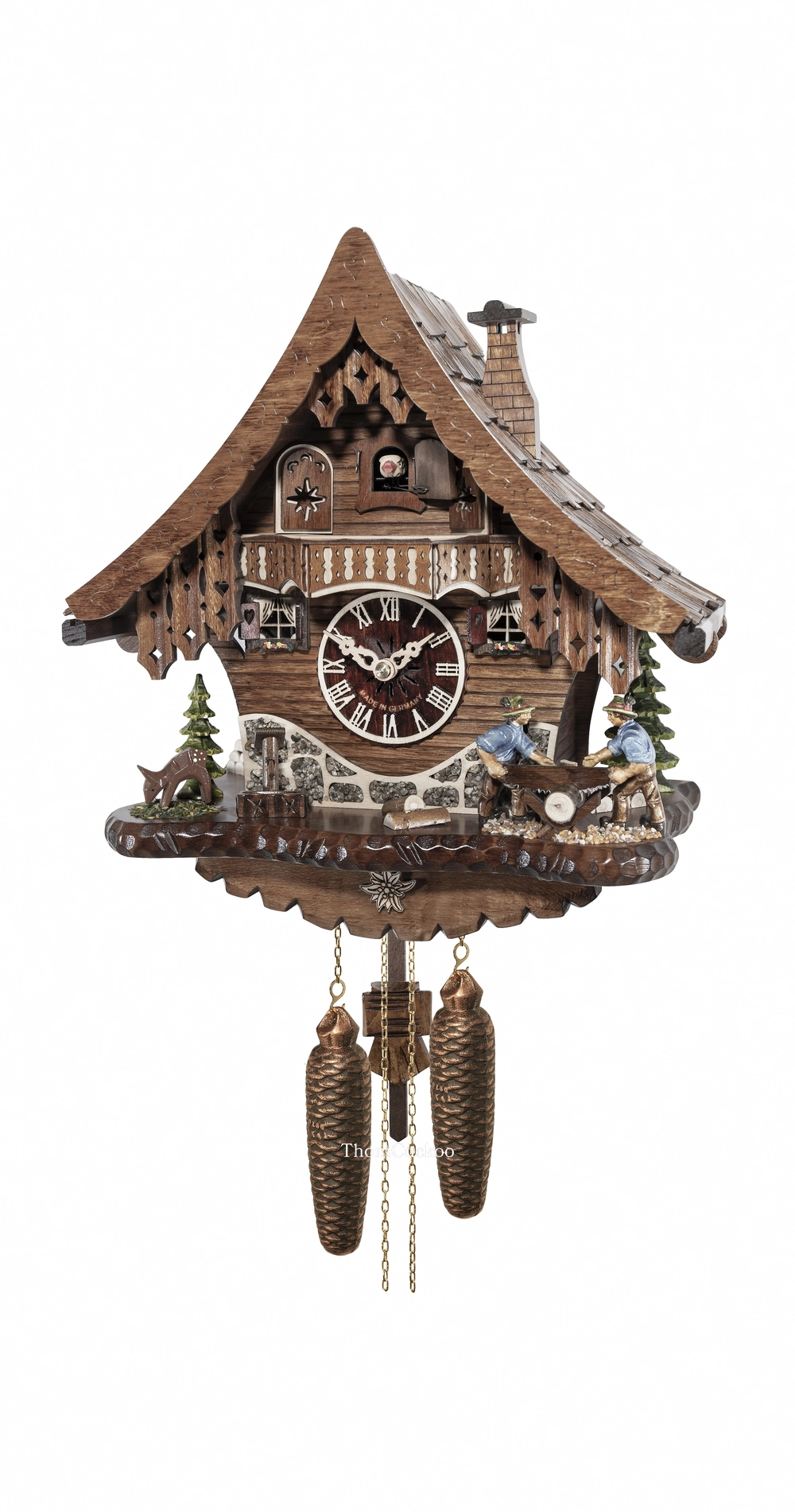 นาฬิกากุ๊กกูเยอรมัน Black Forest Germany ระบบกลไกไขลาน 8 วัน บ้านไม้สไตล์ Black Forest รหัสสินค้า 0496