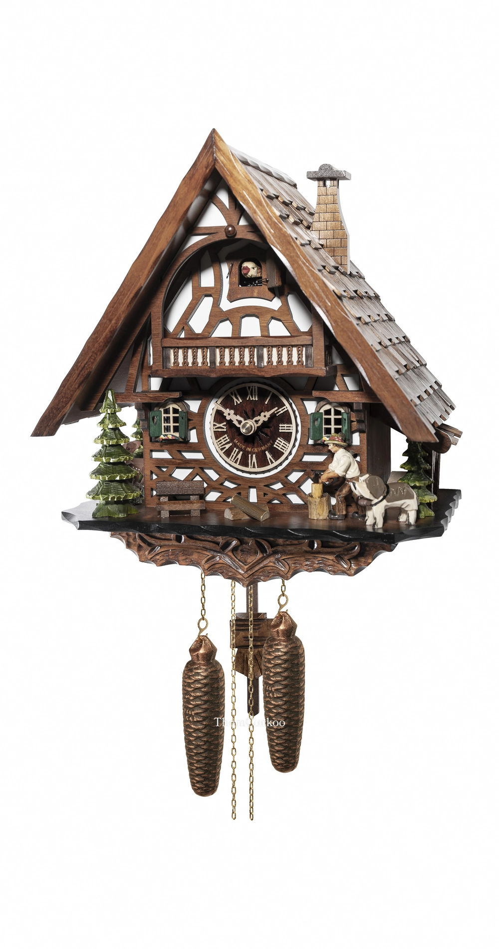 นาฬิกากุ๊กกูเยอรมัน Black Forest Germany ระบบกลไกไขลาน 8 วัน บ้านไม้สไตล์ Black Forest รหัสสินค้า 0497