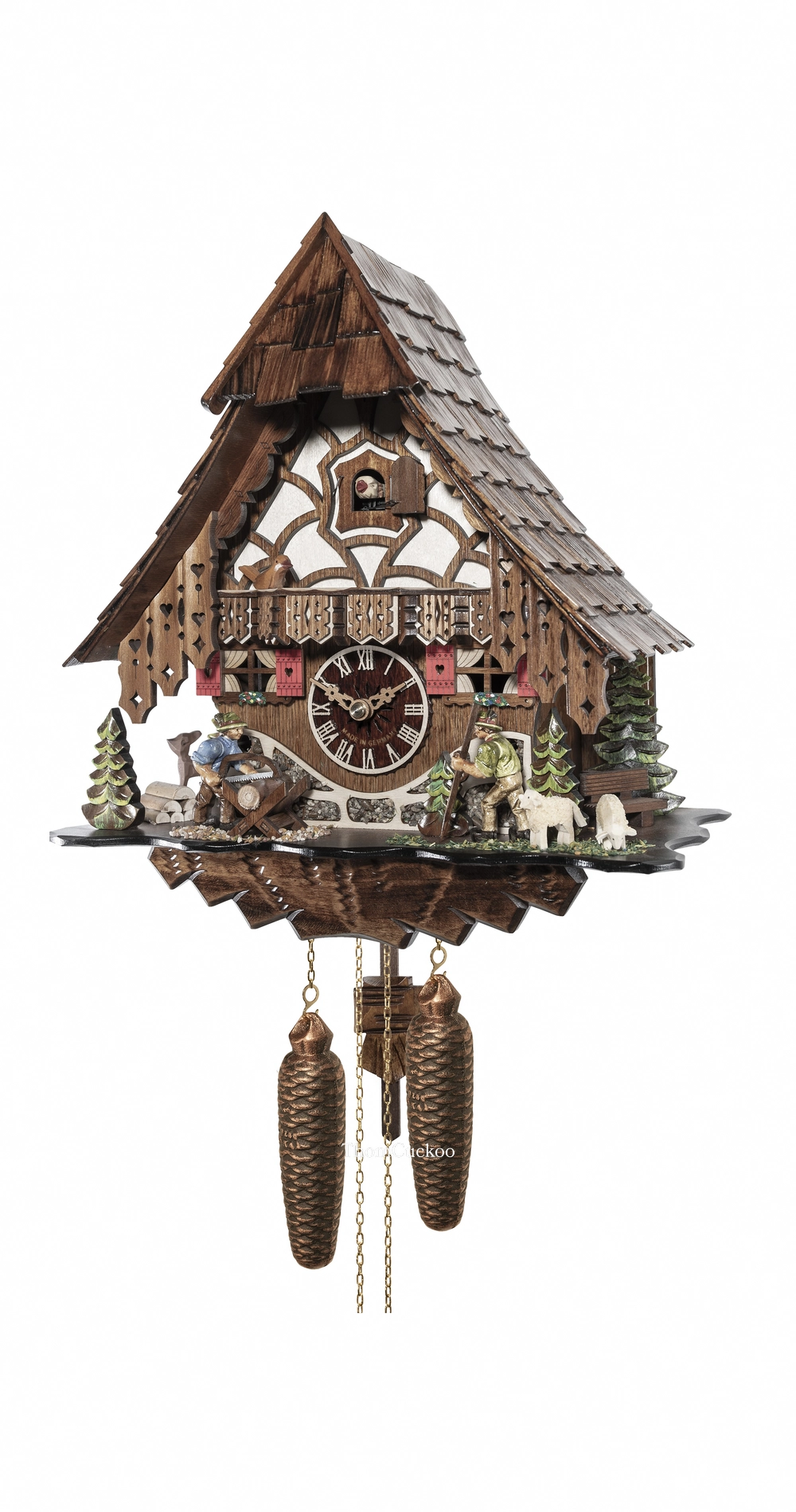 นาฬิกากุ๊กกูเยอรมัน Black Forest Germany ระบบกลไกไขลาน 8 วัน บ้านไม้สไตล์ Black Forest รหัสสินค้า 0503