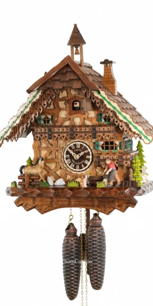 นาฬิกากุ๊กกูเยอรมัน Black Forest Germany ระบบกลไกไขลาน 8 วัน บ้านไม้สไตล์ Black Forest รหัสสินค้า 0525