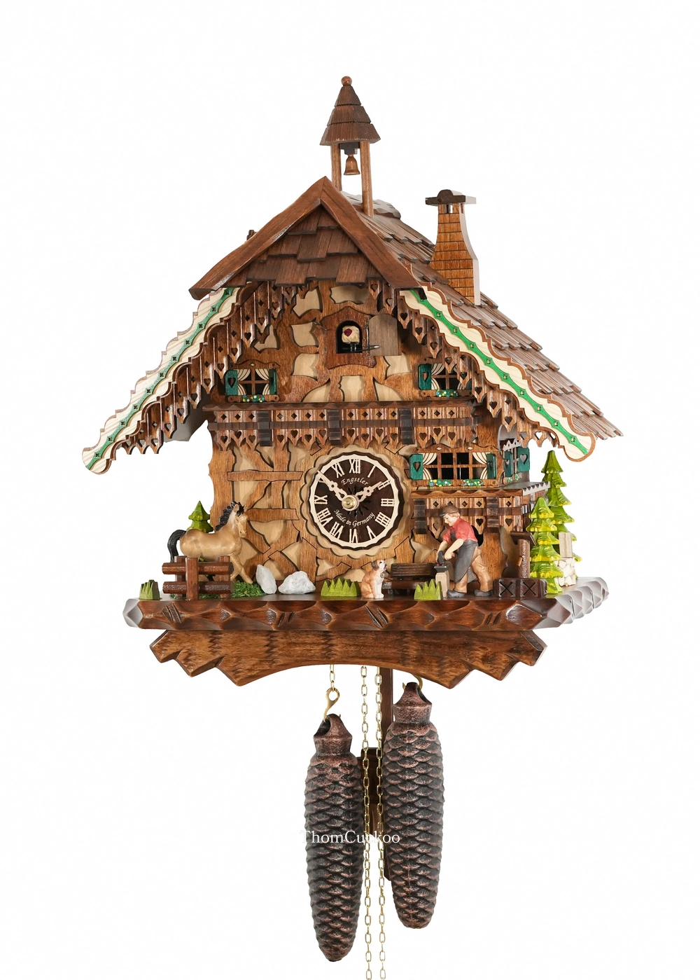 นาฬิกากุ๊กกูเยอรมัน Black Forest Germany ระบบกลไกไขลาน 8 วัน บ้านไม้สไตล์ Black Forest รหัสสินค้า 0525