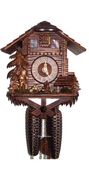 นาฬิกากุ๊กกูเยอรมัน Black Forest Germany ระบบกลไกไขลาน 8 วัน ดีไซน์คลาสสิก นักเดินป่าเคลื่อนไหว รหัสสินค้า 0470