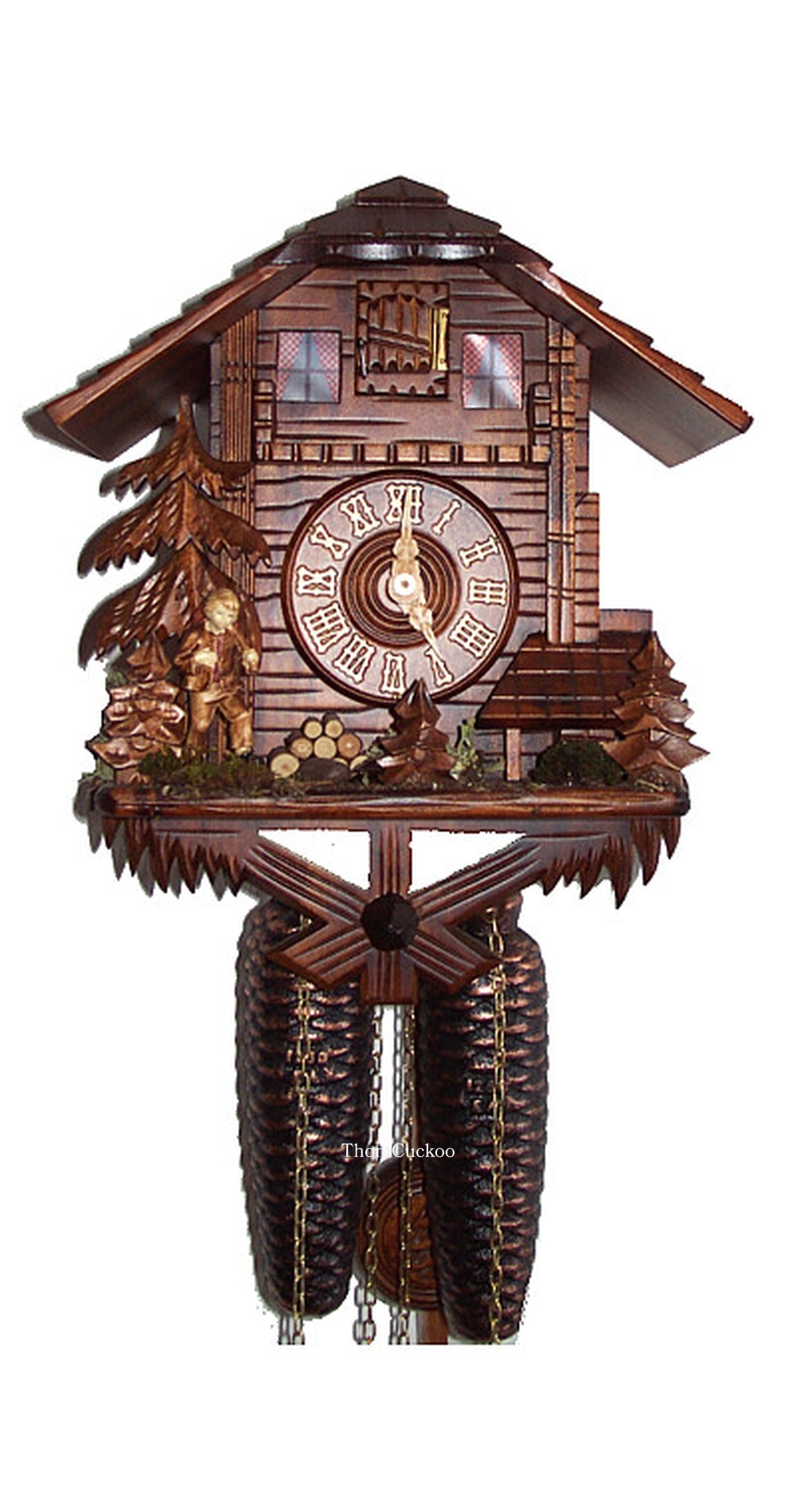 นาฬิกากุ๊กกูเยอรมัน Black Forest Germany ระบบกลไกไขลาน 8 วัน ดีไซน์คลาสสิก นักเดินป่าเคลื่อนไหว รหัสสินค้า 0470
