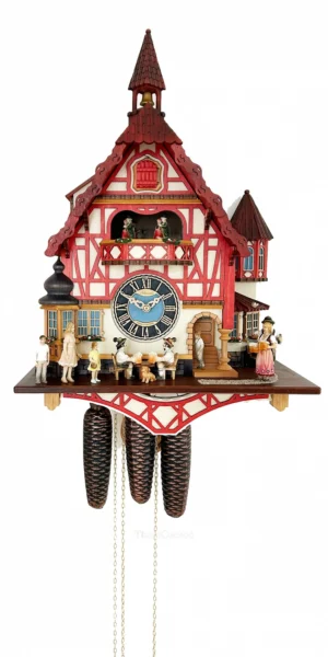 นาฬิกากุ๊กกูเยอรมัน Black Forest Germany ระบบกลไกไขลาน 8 วัน พร้อมเสียงดนตรี บ้านไม้สไตล์ Black Forest คนดื่มเบียร์คู่เคลื่อนไหว รหัสสินค้า 0691