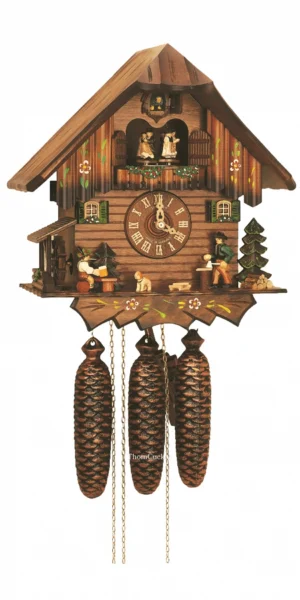 นาฬิกากุ๊กกูเยอรมัน Black Forest Germany ระบบกลไกไขลาน 8 วัน พร้อมเสียงดนตรี บ้านไม้สไตล์ Black Forest คนดื่มเบียร์คู่เคลื่อนไหว กังหันน้ำหมุนได้ รหัสสินค้า 0600