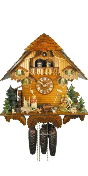 นาฬิกากุ๊กกูเยอรมัน Black Forest Germany ระบบกลไกไขลาน 8 วัน พร้อมเสียงดนตรี บ้านไม้สไตล์ Black Forest รหัสสินค้า 0660