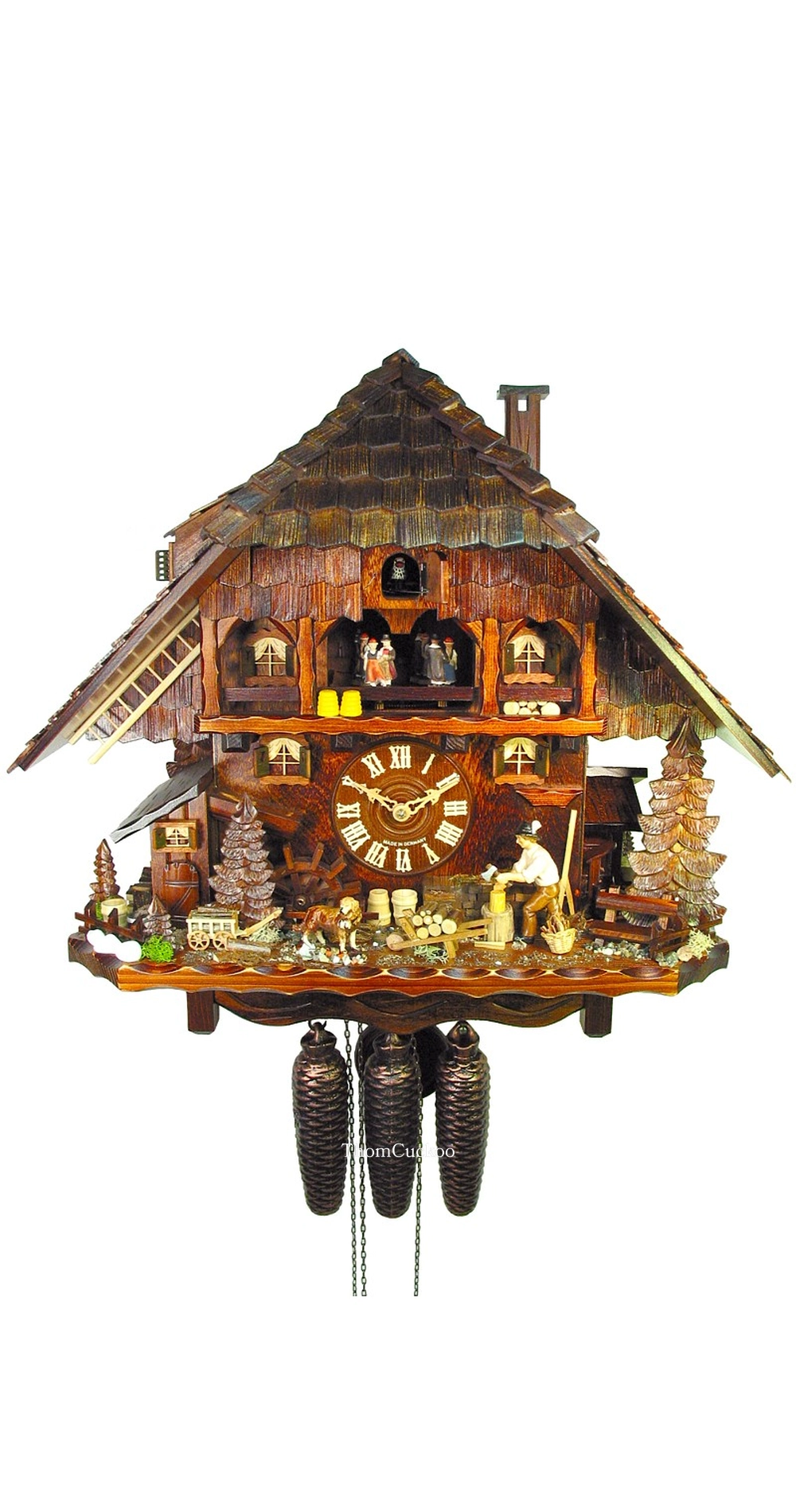 นาฬิกากุ๊กกูเยอรมัน Black Forest Germany ระบบกลไกไขลาน 8 วัน พร้อมเสียงดนตรี บ้านไม้สไตล์ Black Forest รหัสสินค้า 0667