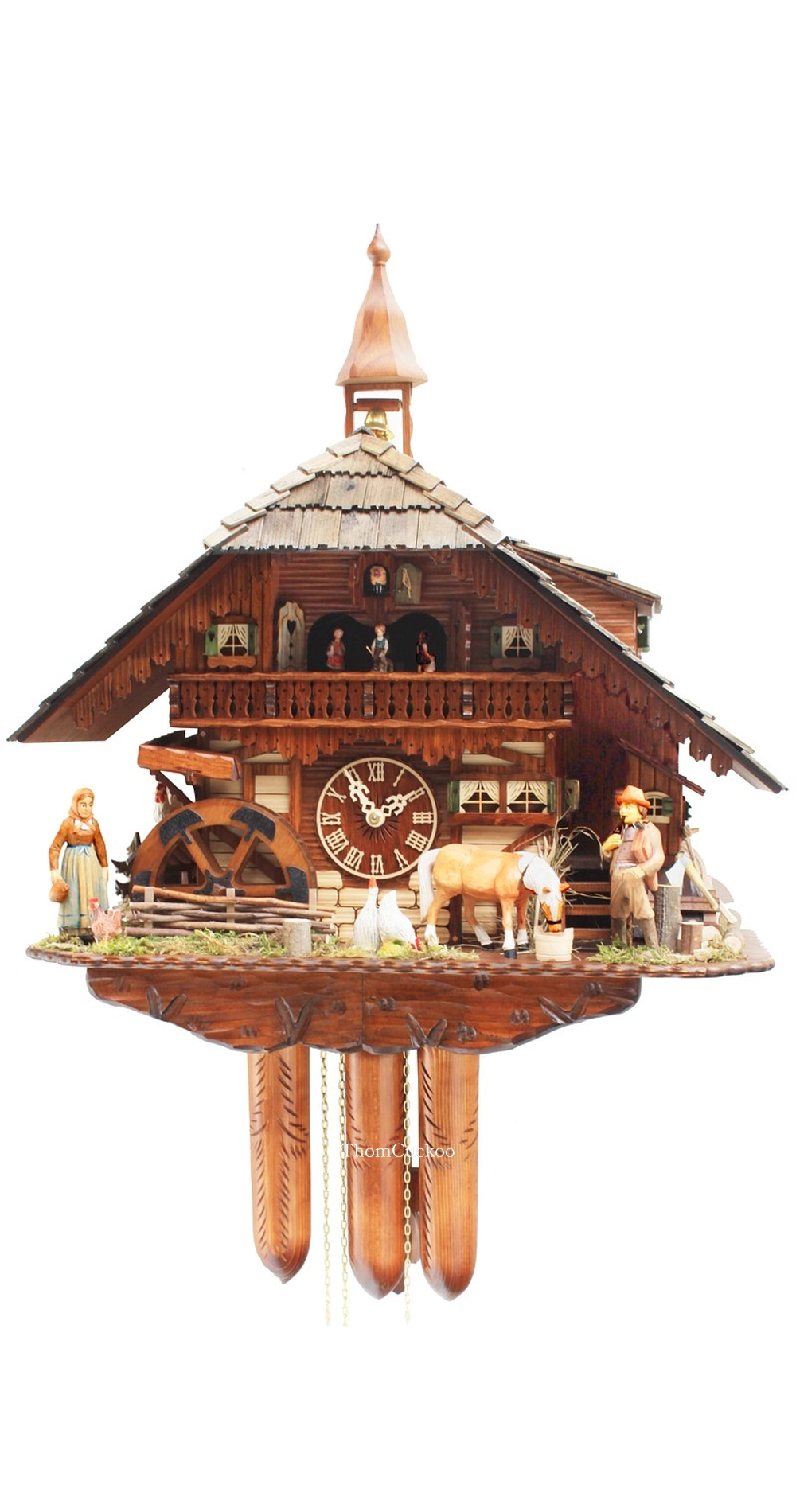 นาฬิกากุ๊กกูเยอรมัน Black Forest Germany ระบบกลไกไขลาน 8 วัน พร้อมเสียงดนตรี บ้านไม้สไตล์ Black Forest รหัสสินค้า 0713