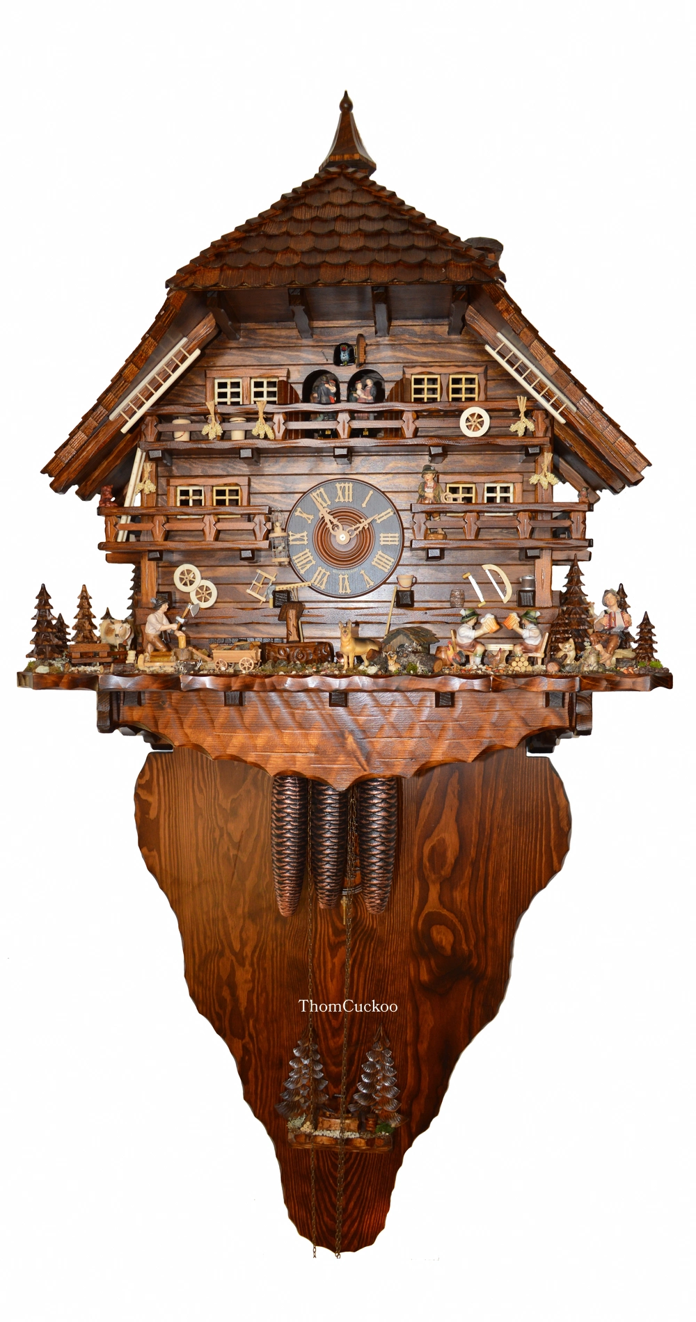 นาฬิกากุ๊กกูเยอรมัน Black Forest Germany ระบบกลไกไขลาน 8 วัน พร้อมเสียงดนตรี บ้านไม้สไตล์ Black Forest รหัสสินค้า 0749